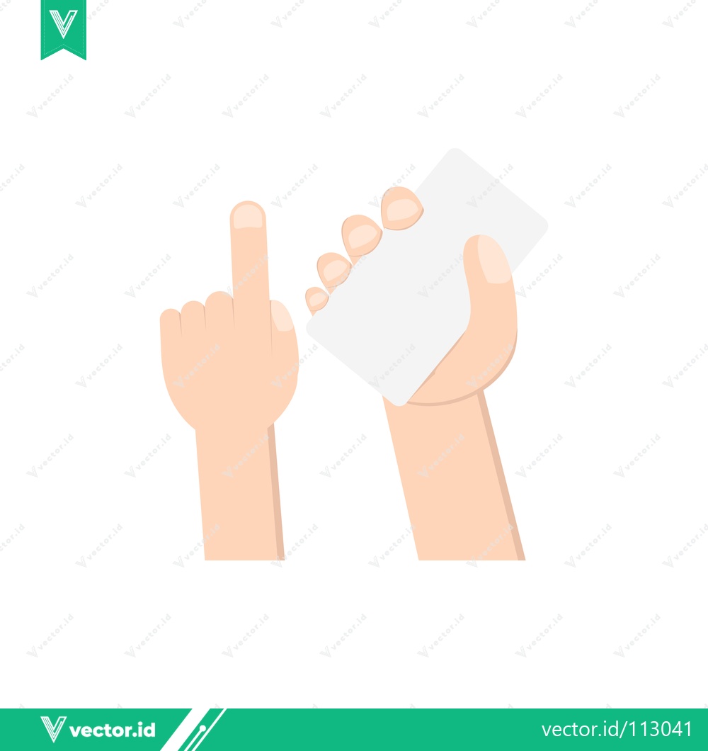 Premium Vector of Hand Holding Blank Card and Pointing Finger