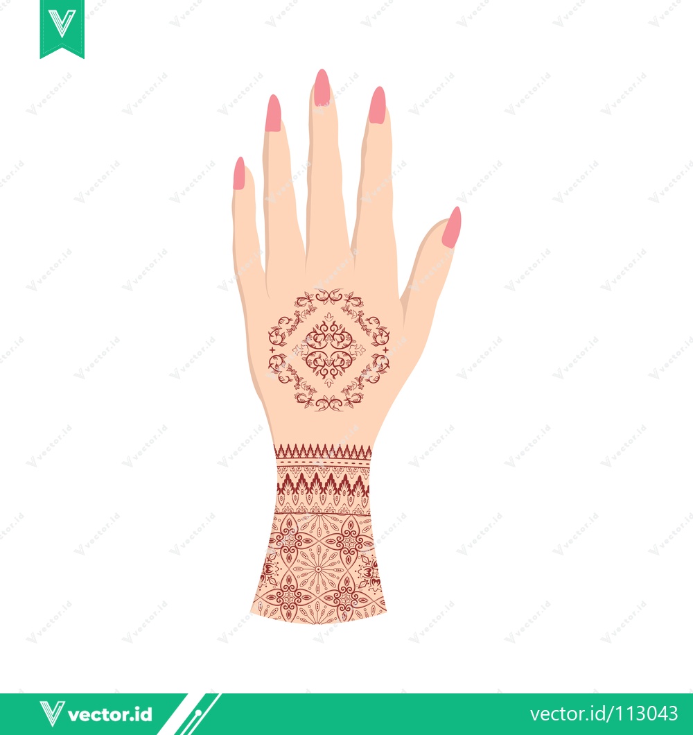 Premium Vector dari Beautiful Henna Tattoo Design on Womans Hand