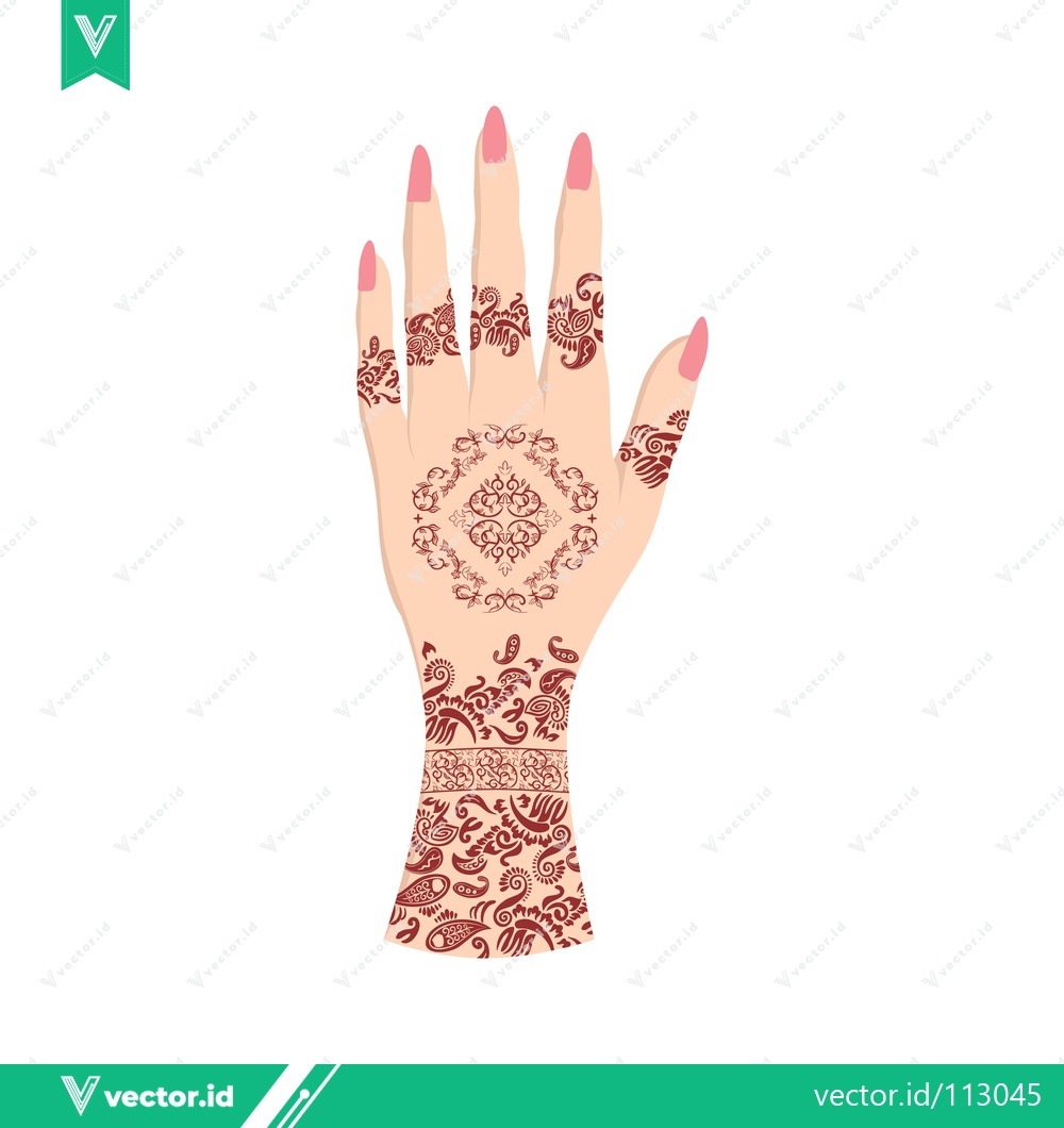 Premium Vector of Beautiful Henna Tattoo Design on Womans Hand