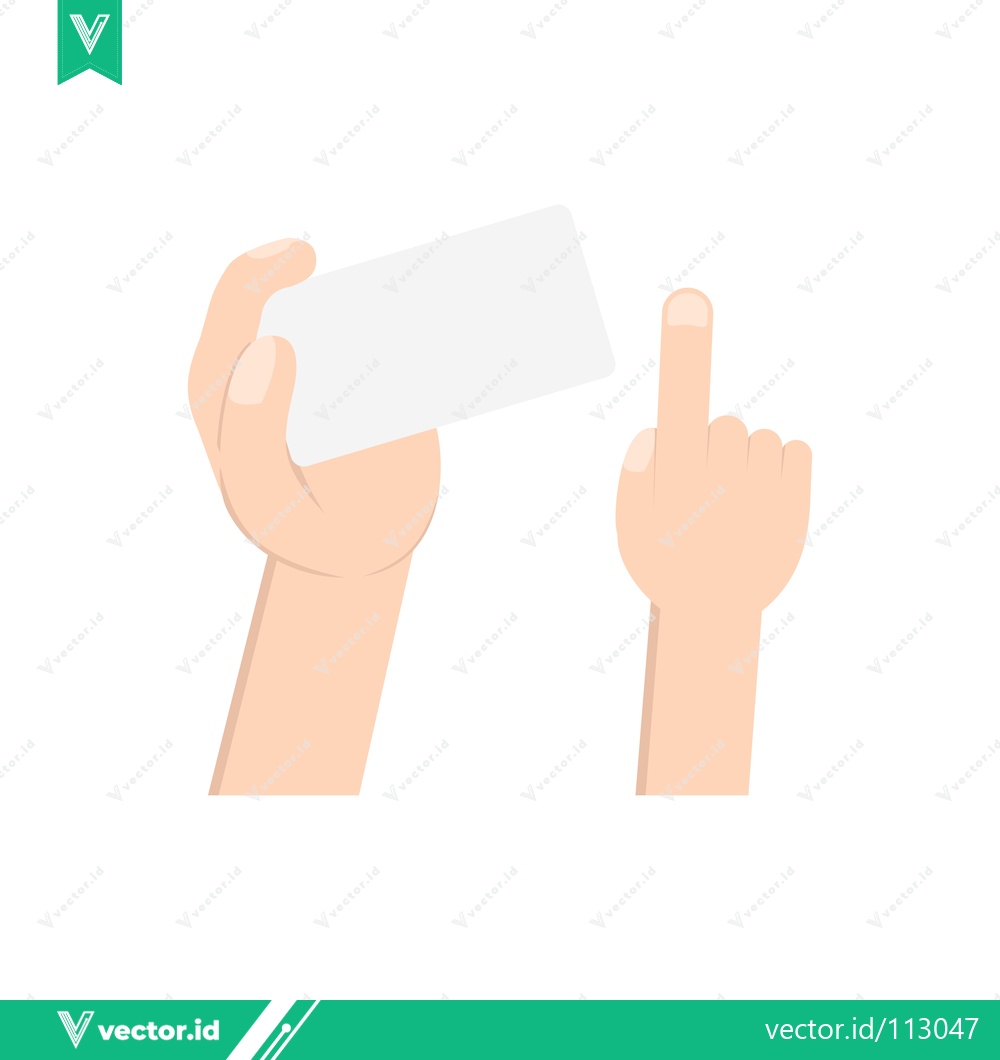 Premium Vector dari Hand Holding Blank Card and Pointing Finger