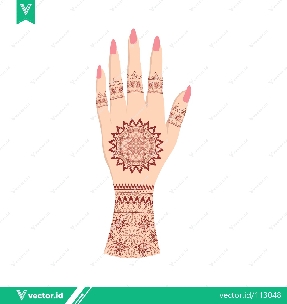 Premium Vector of Intricate Henna Tattoo Design on a Womans Hand