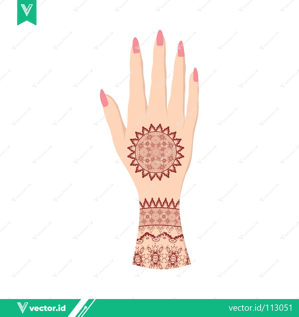 Premium Vector dari Beautiful Henna Tattoo Design on Womans Hand