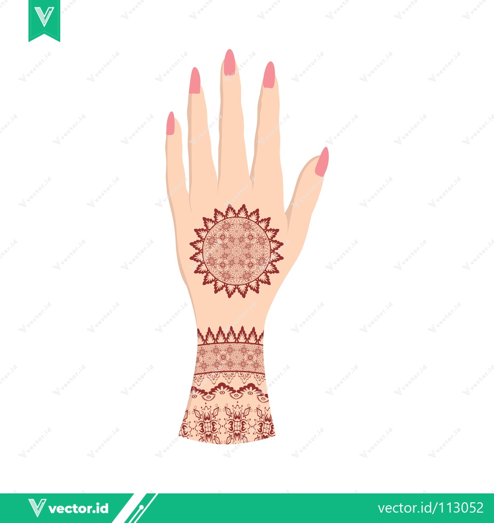 Premium Vector dari Beautiful Henna Tattoo Design on Womans Hand