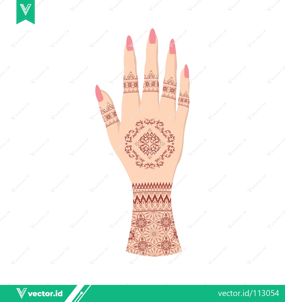 Premium Vector of Beautiful Henna Tattoo Design on Womans Hand