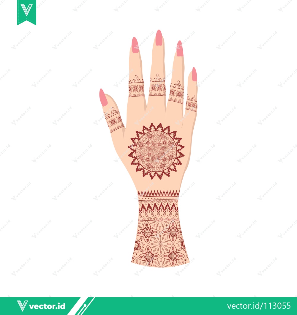 Premium Vector of Beautiful Henna Tattoo Design on Womans Hand