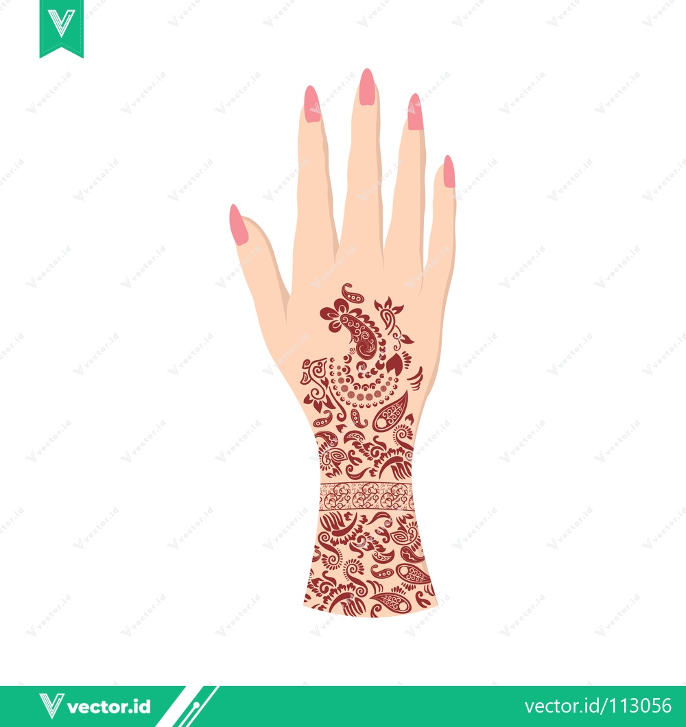 Premium Vector dari Beautiful Henna Tattoo Design on Womans Hand