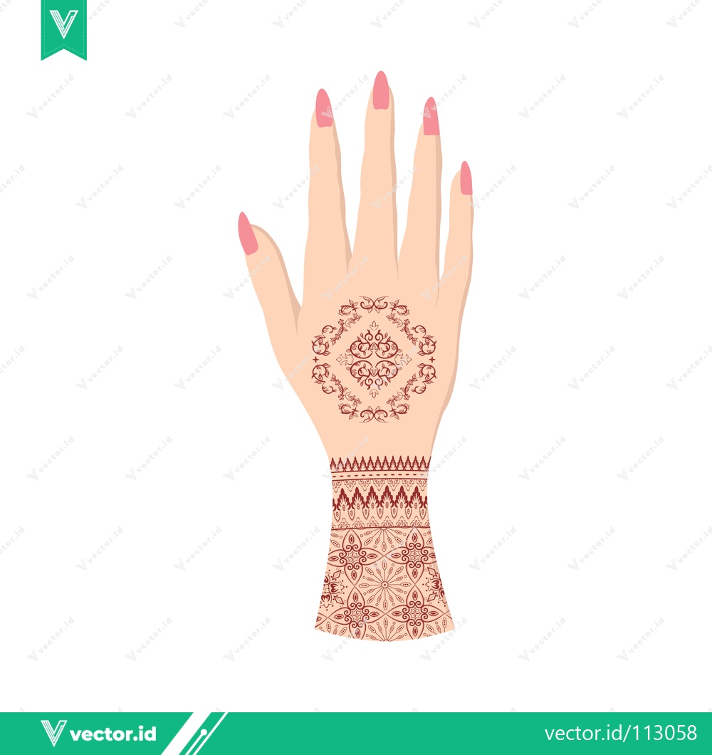 Premium Vector of Beautiful Henna Tattoo Design on Womans Hand