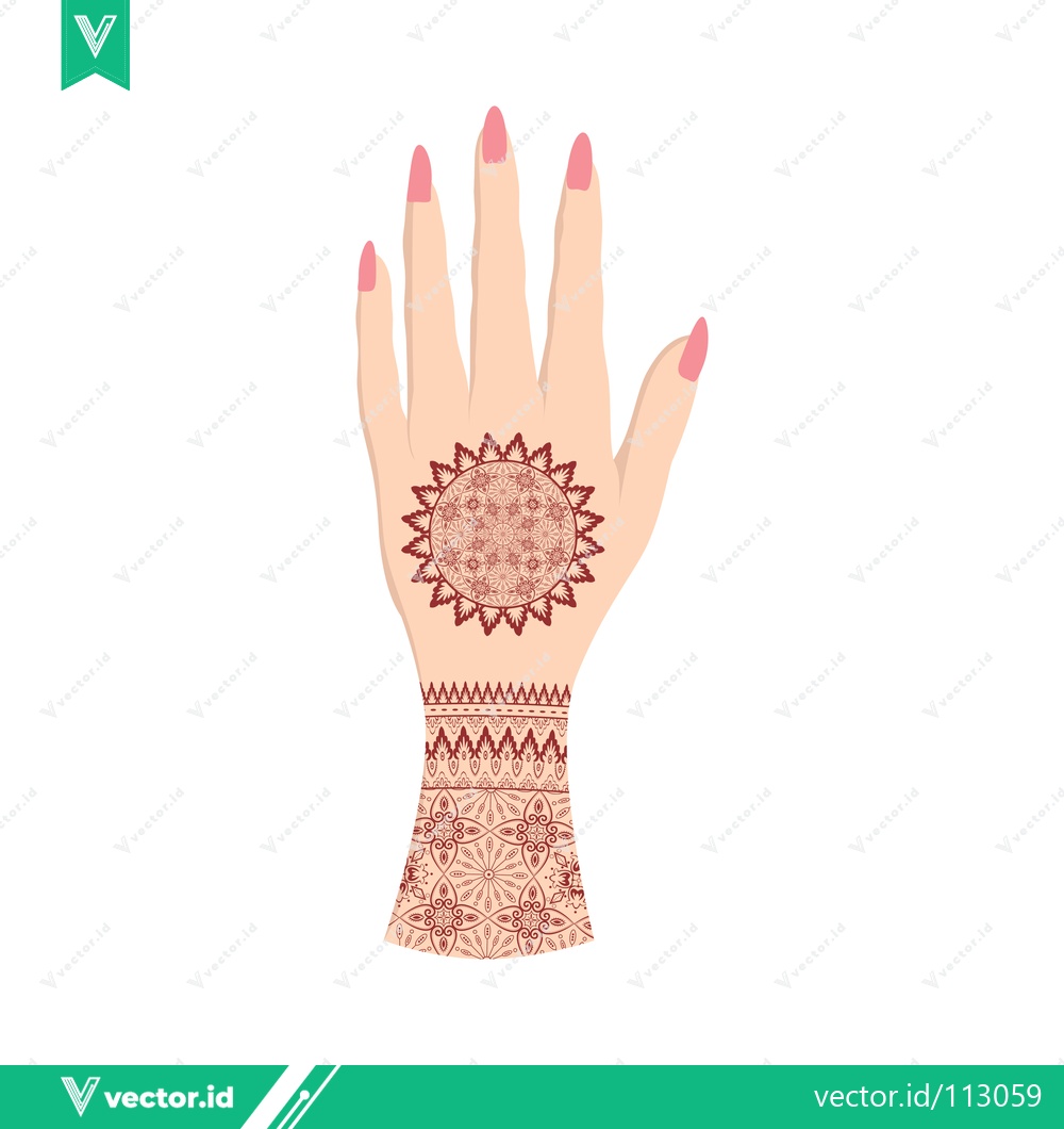 Premium Vector dari Beautiful Henna Tattoo Design on Womans Hand
