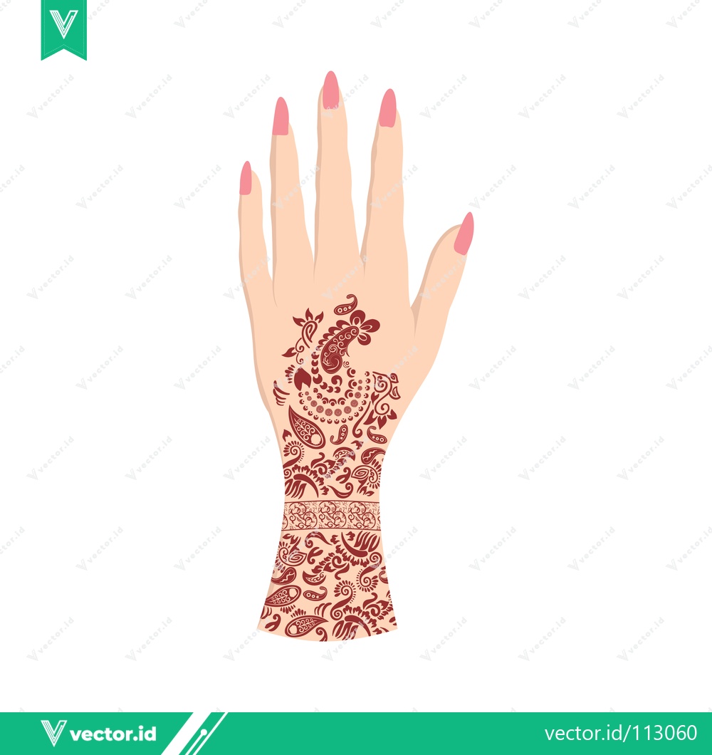 Premium Vector of Beautiful Henna Tattoo Design on Womans Hand
