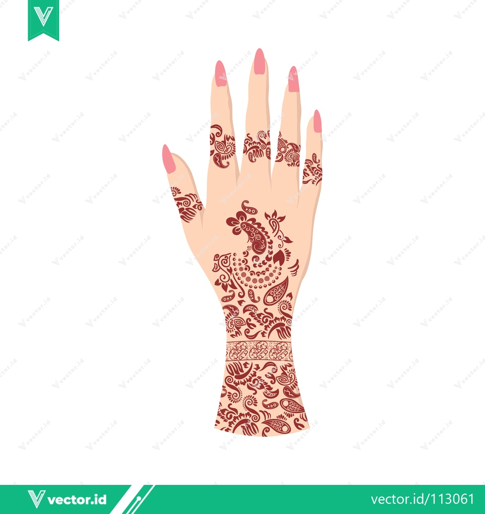 Premium Vector dari Beautiful Henna Tattoo Design on a Womans Hand