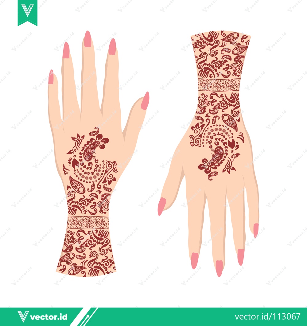 Premium Vector of Beautiful Henna Designs on Hands for Celebrations