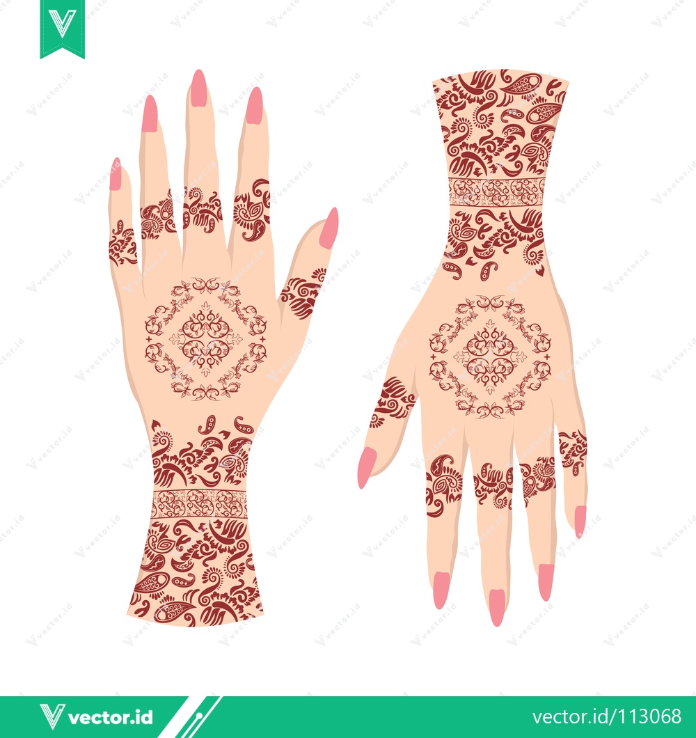 Premium Vector dari Intricate Henna Designs on Hands for Cultural Celebrations