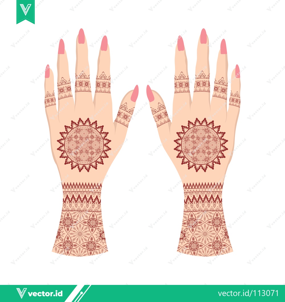 Premium Vector of Intricate Henna Designs on Hands for Cultural Celebrations