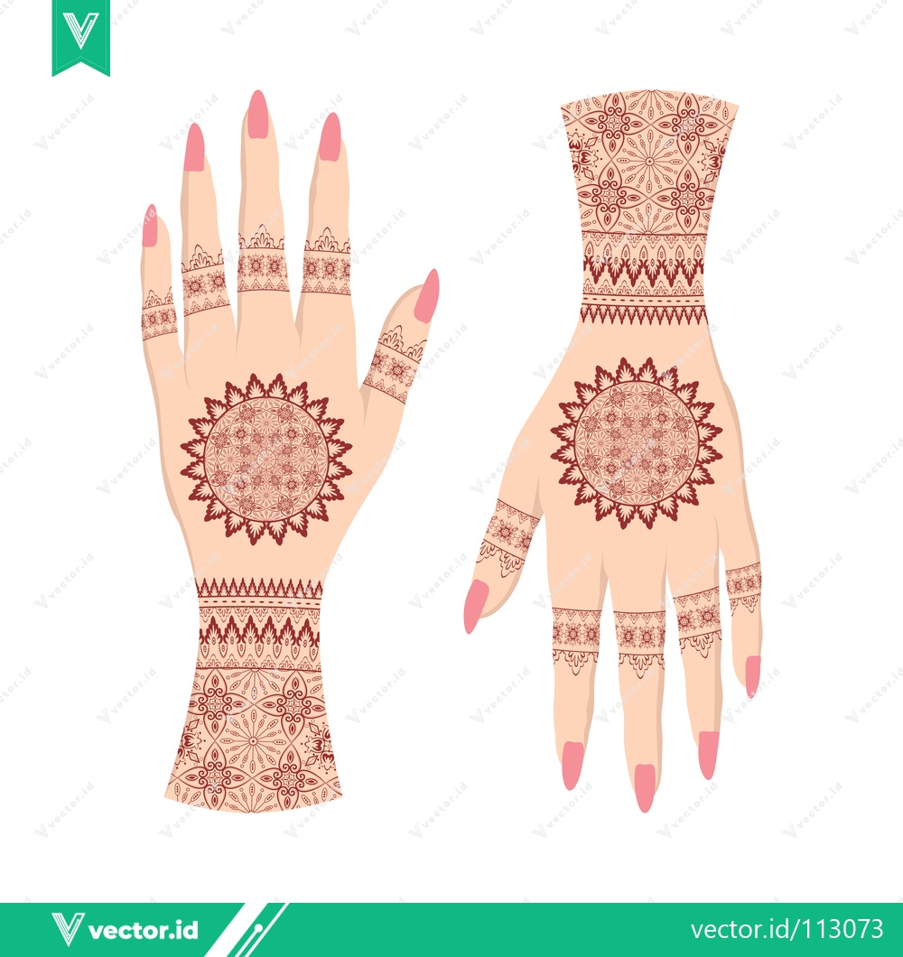 Premium Vector dari Intricate Henna Designs on Hands for Celebrations