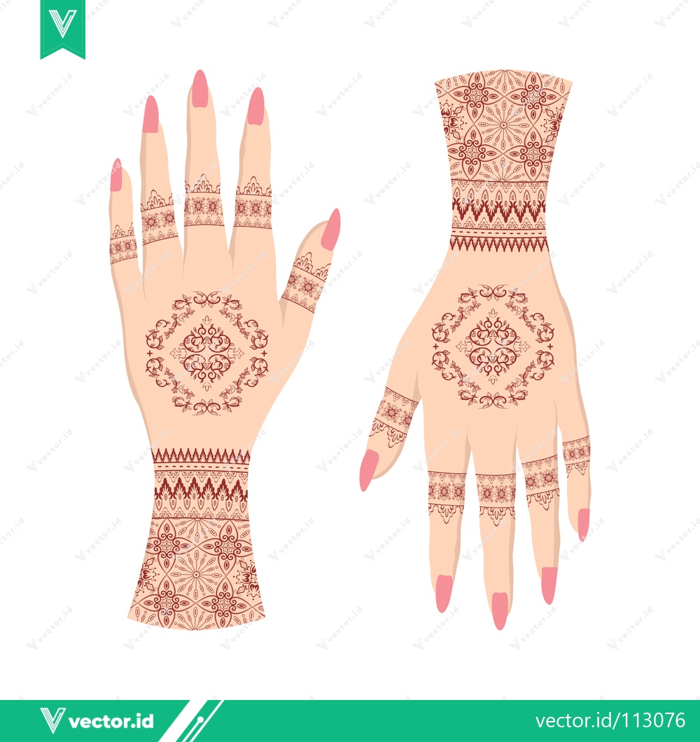 Premium Vector dari Intricate Henna Designs on Two Hands