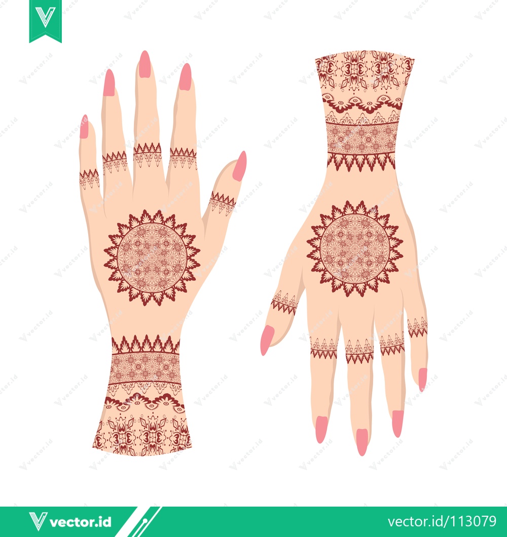 Premium Vector of Beautiful Henna Designs on Hands for Cultural Celebrations