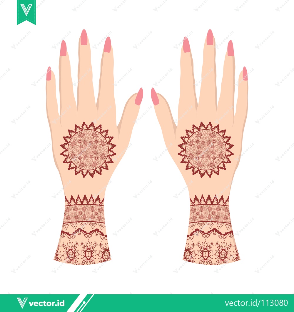 Premium Vector of Beautiful Henna Designs on Hands with Intricate Patterns