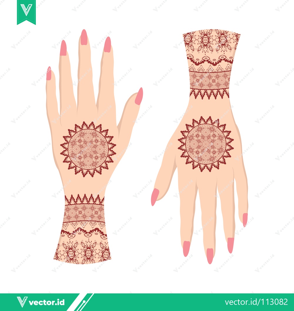 Premium Vector of Beautiful Henna Designs on Hands for Cultural Celebrations