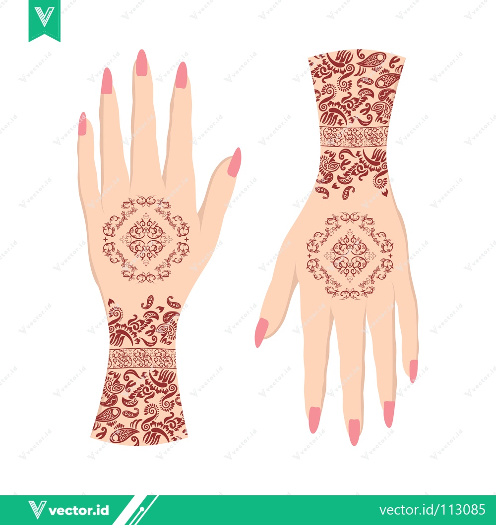 Premium Vector dari Beautiful Henna Designs on Hands for Cultural Celebrations