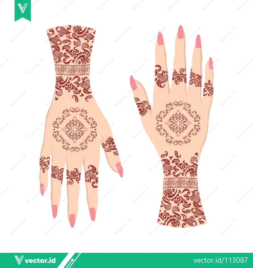 Premium Vector of Traditional Henna Tattoo Designs on Hands