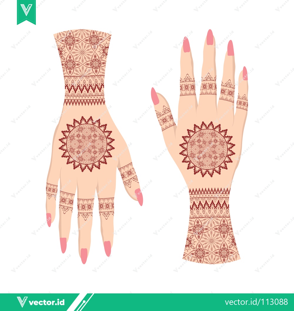 Premium Vector of Intricate Henna Designs on Hands for Celebrations and Art