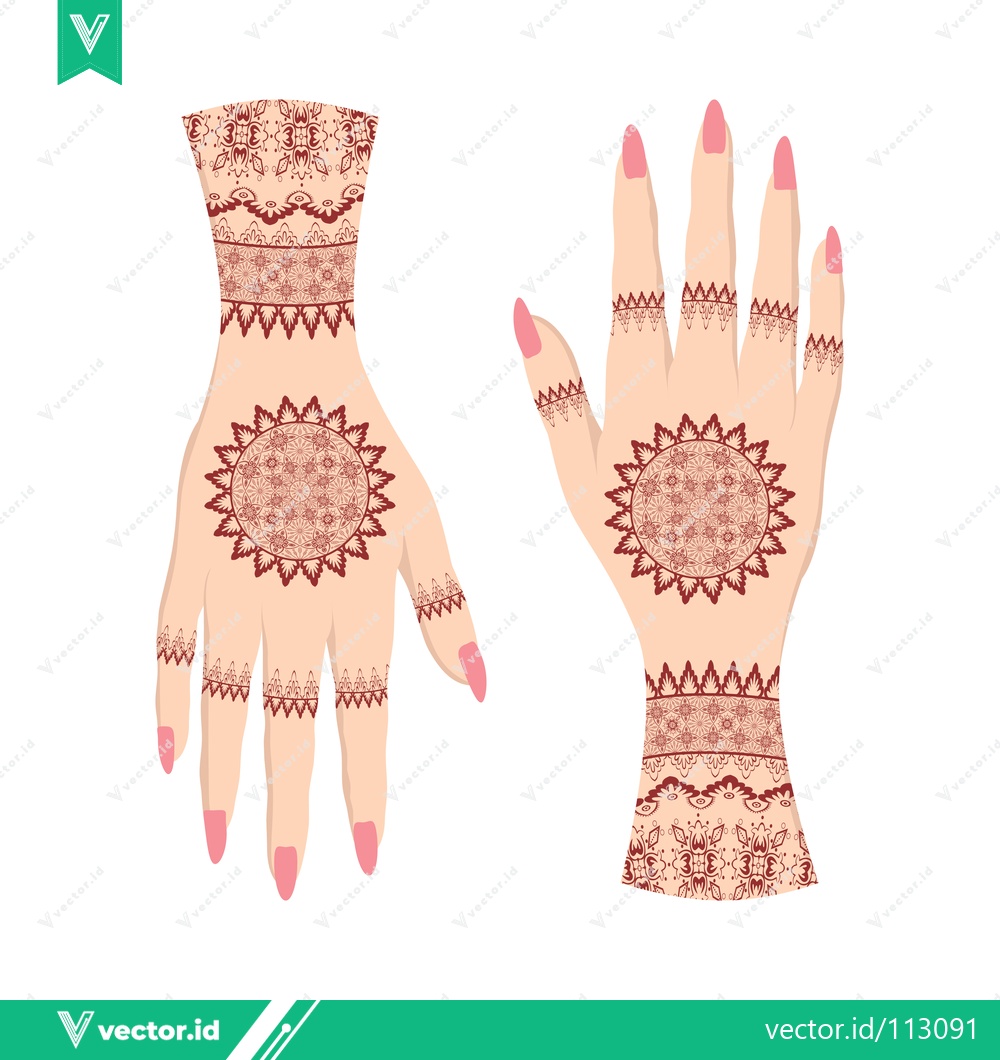 Premium Vector dari Beautiful Henna Designs on Hands for Cultural Celebrations