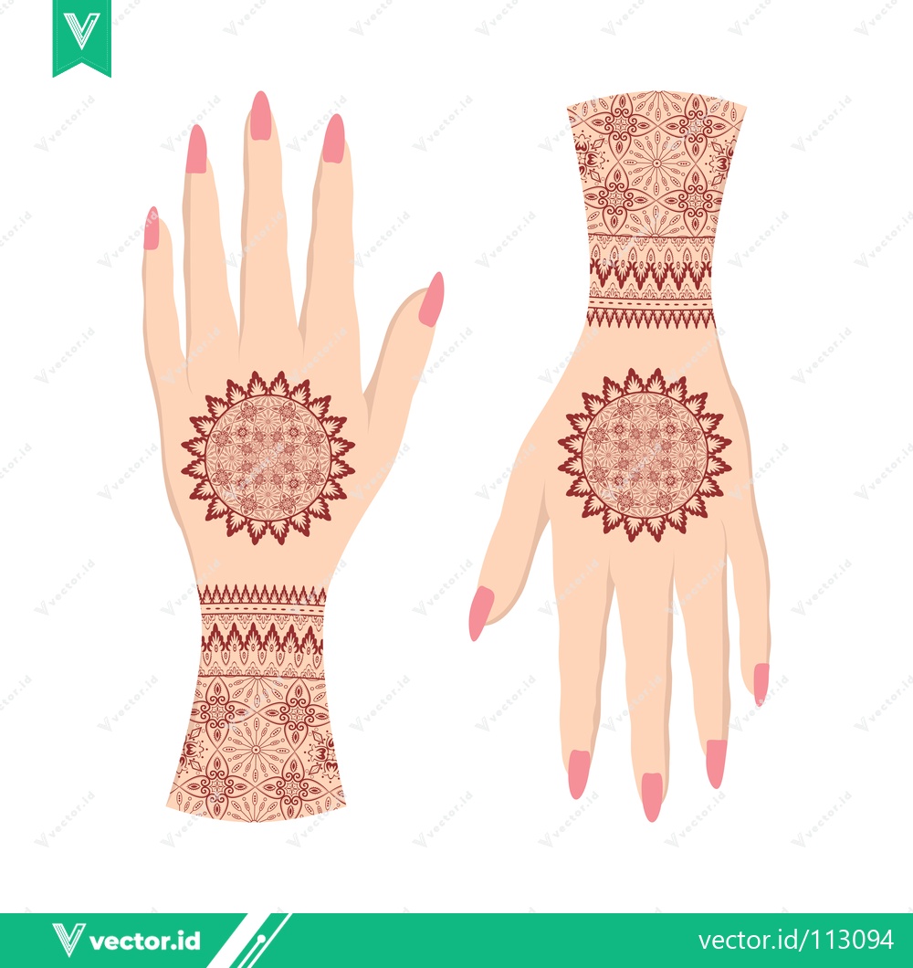 Premium Vector dari Traditional Henna Tattoo Designs on Hands