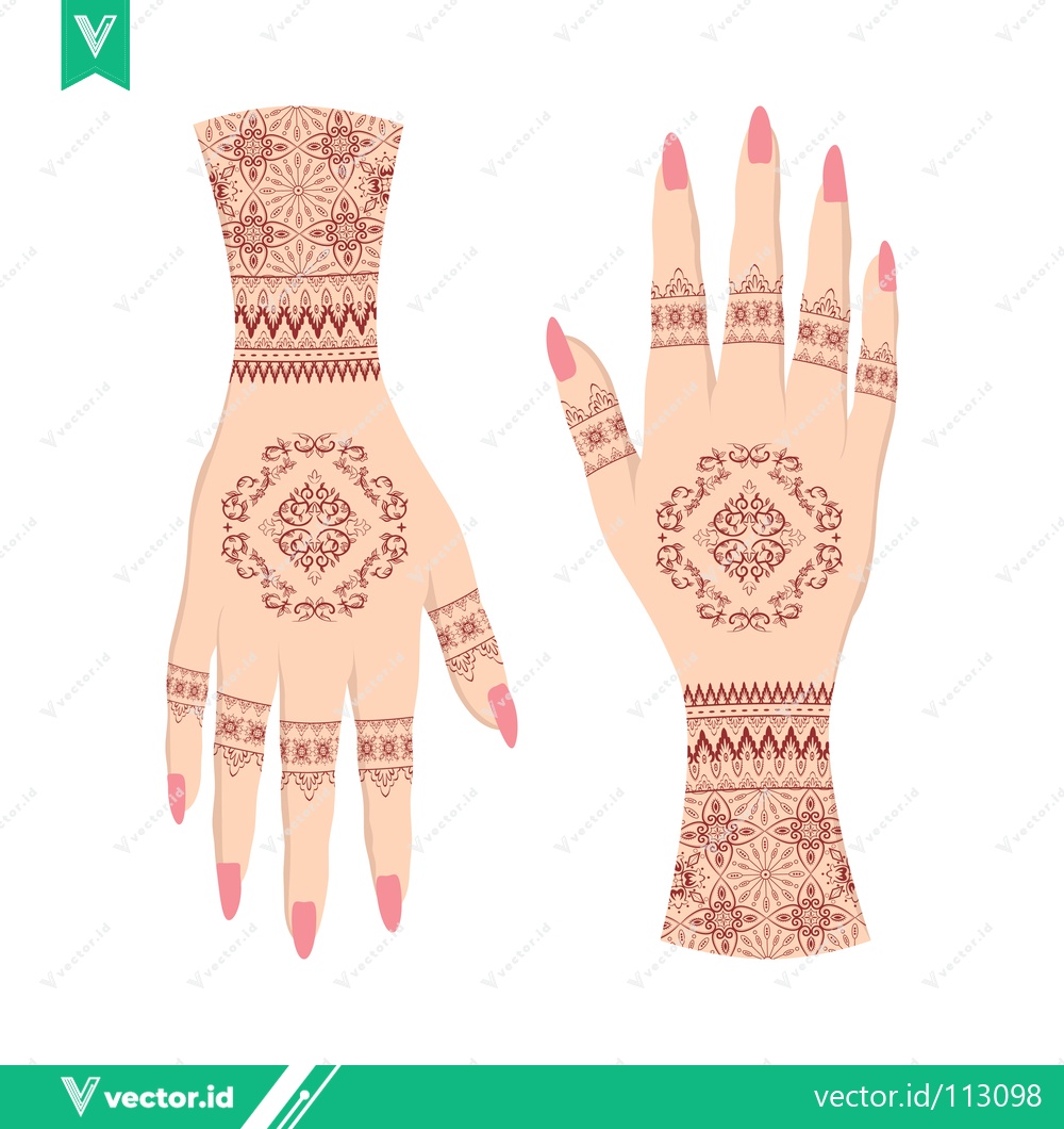 Premium Vector dari Intricate Henna Designs on Hands for Celebrations