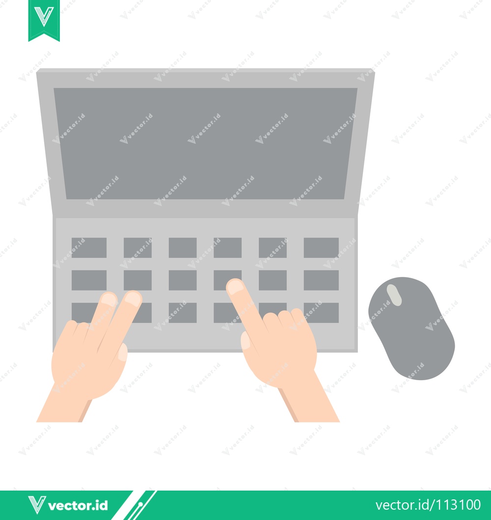 Premium Vector dari Hands typing on a laptop keyboard with a computer mouse nearby
