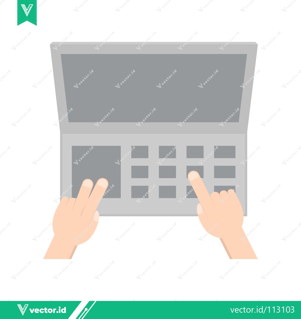 Premium Vector of Top View of Hands Typing on a Laptop Keyboard