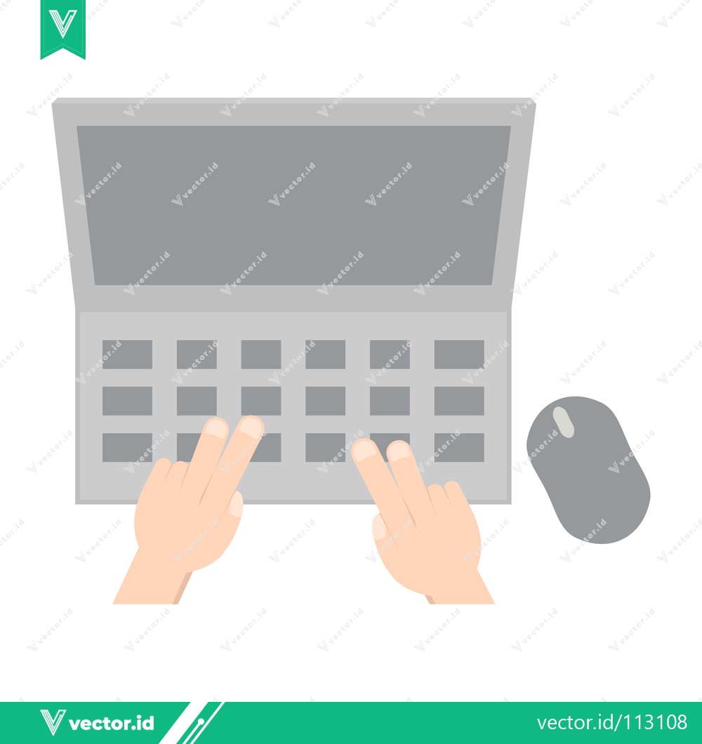 Premium Vector of Typing on a Laptop Keyboard with a Computer Mouse