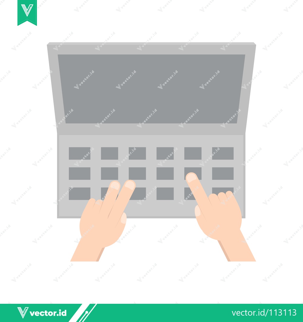Premium Vector of Typing on a Laptop Keyboard with Fingers Close-up