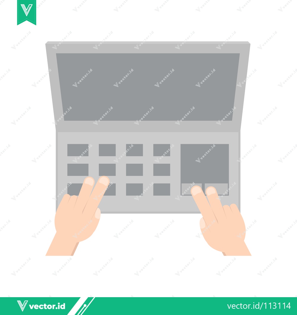 Premium Vector of Hands Typing on a Laptop Keyboard Close-up View