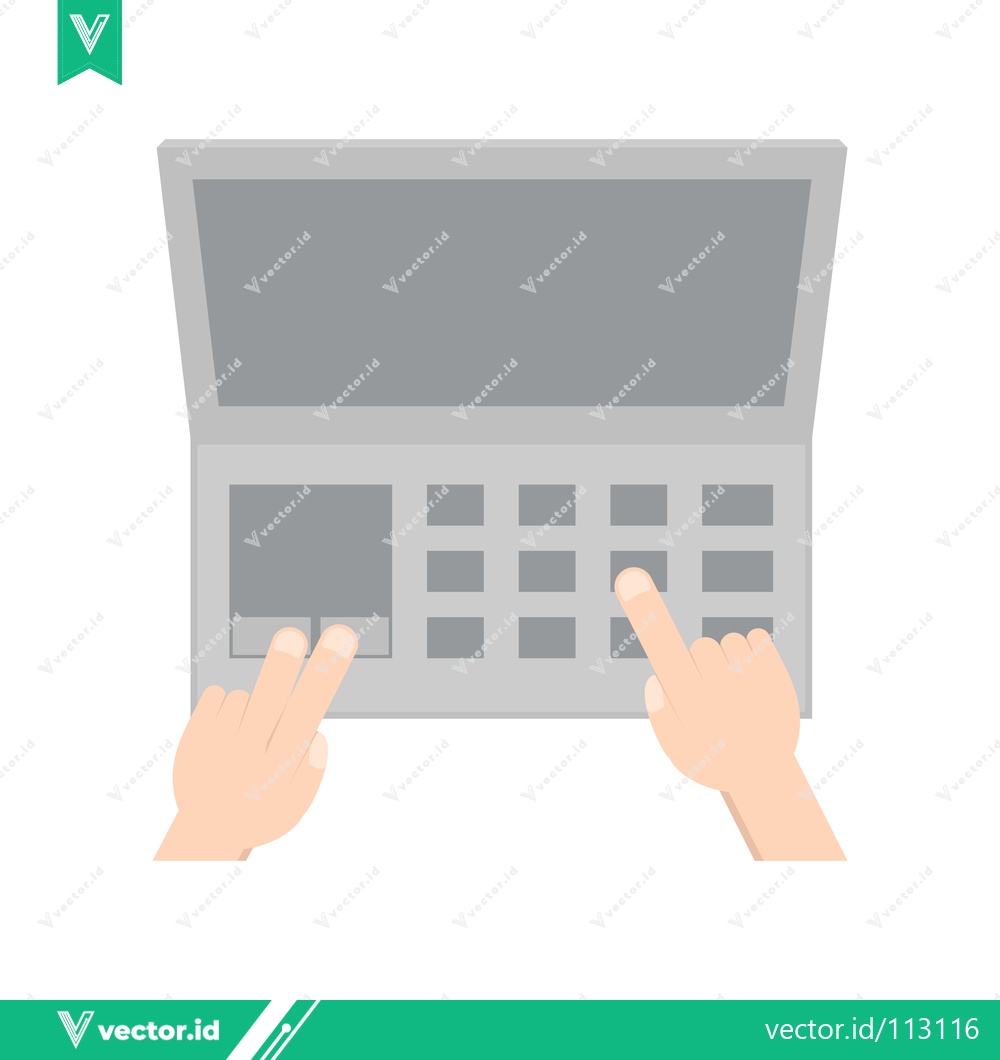Premium Vector dari Hands Typing on a Laptop Keyboard with a Touchpad