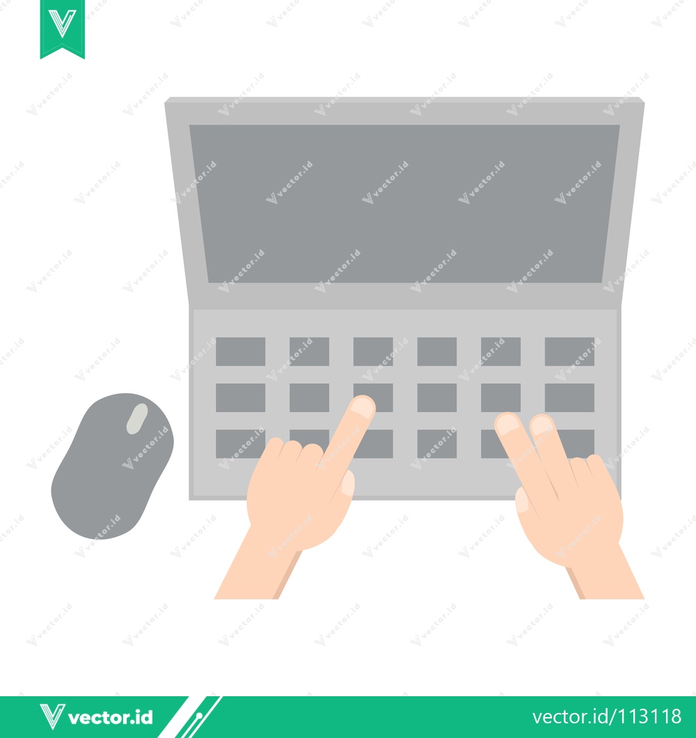 Premium Vector dari Hands Typing on Laptop Keyboard Next to Computer Mouse