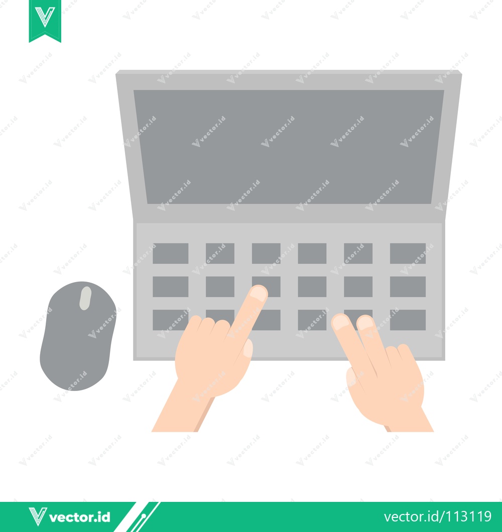 Premium Vector dari Hands Typing on Laptop Keyboard with Computer Mouse Nearby