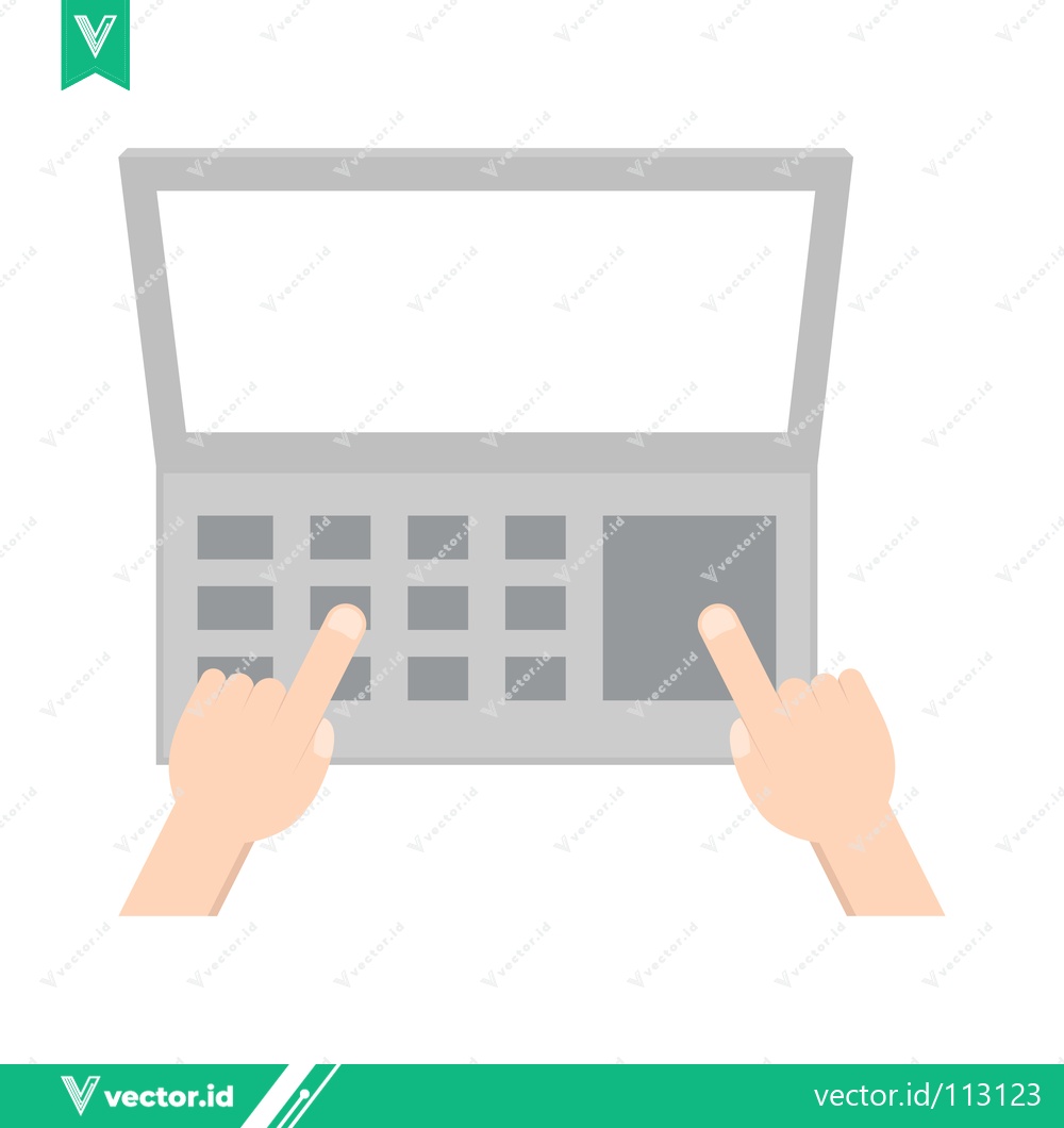 Premium Vector dari Hands typing on a laptop keyboard with a blank screen