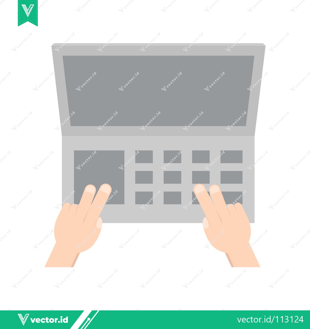 Premium Vector of Top View of Hands Typing on Laptop Keyboard and Touchpad
