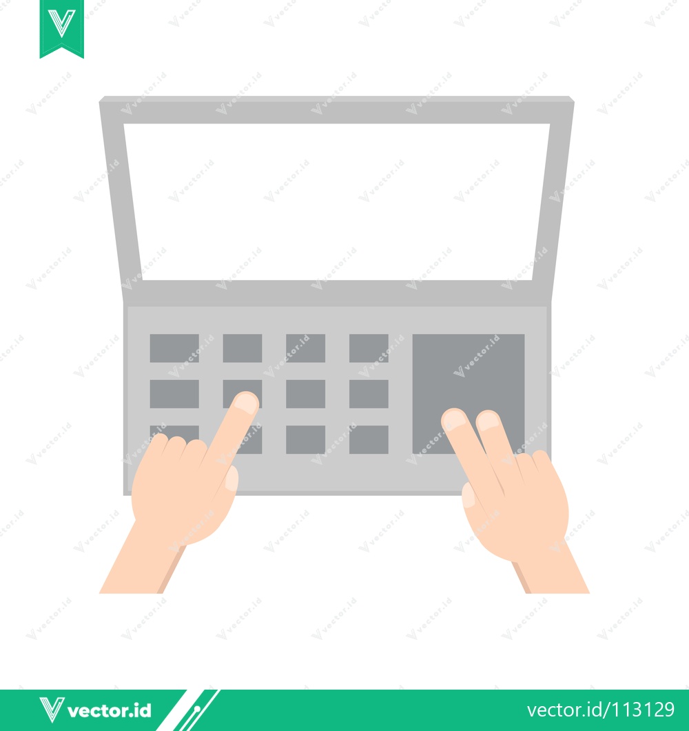 Premium Vector of Top View of Hands Typing on a Laptop Keyboard and Trackpad