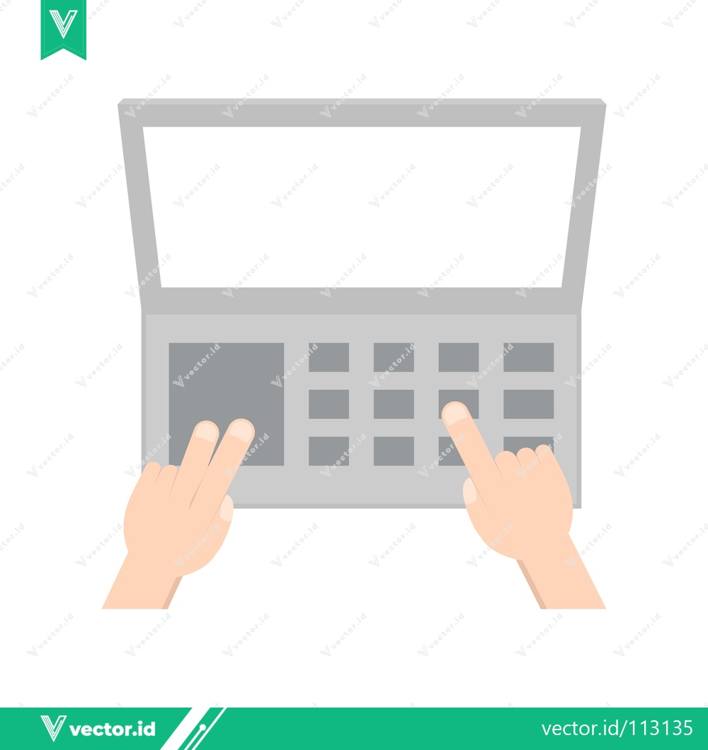 Premium Vector dari Hands typing on a laptop keyboard top view