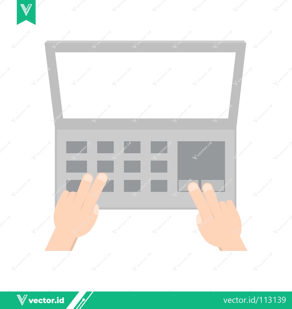 Premium Vector dari Hands typing on a laptop keyboard top view minimalist illustration