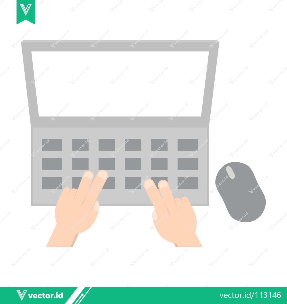 Premium Vector dari Hands typing on a laptop keyboard with a computer mouse nearby
