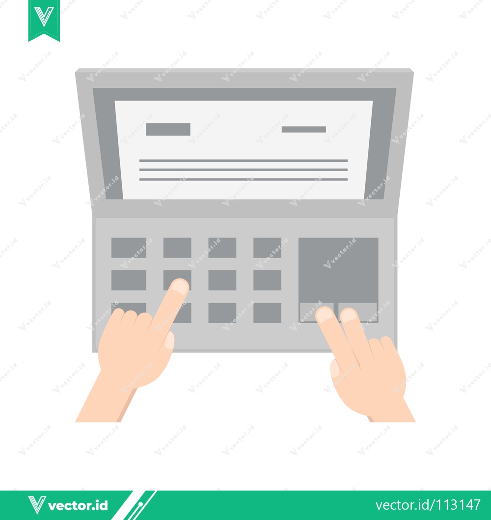 Premium Vector dari Hands Typing on a Laptop Keyboard with Document on Screen