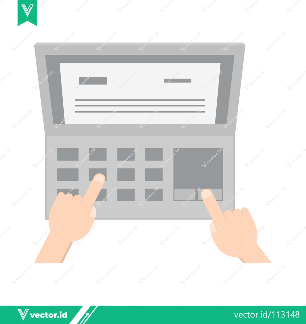 Premium Vector of Hands Operating a Scanner with Document and Buttons