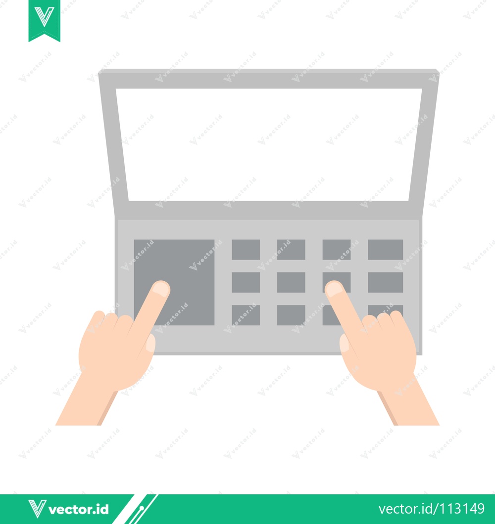 Premium Vector dari Hands typing on a laptop keyboard with a blank screen