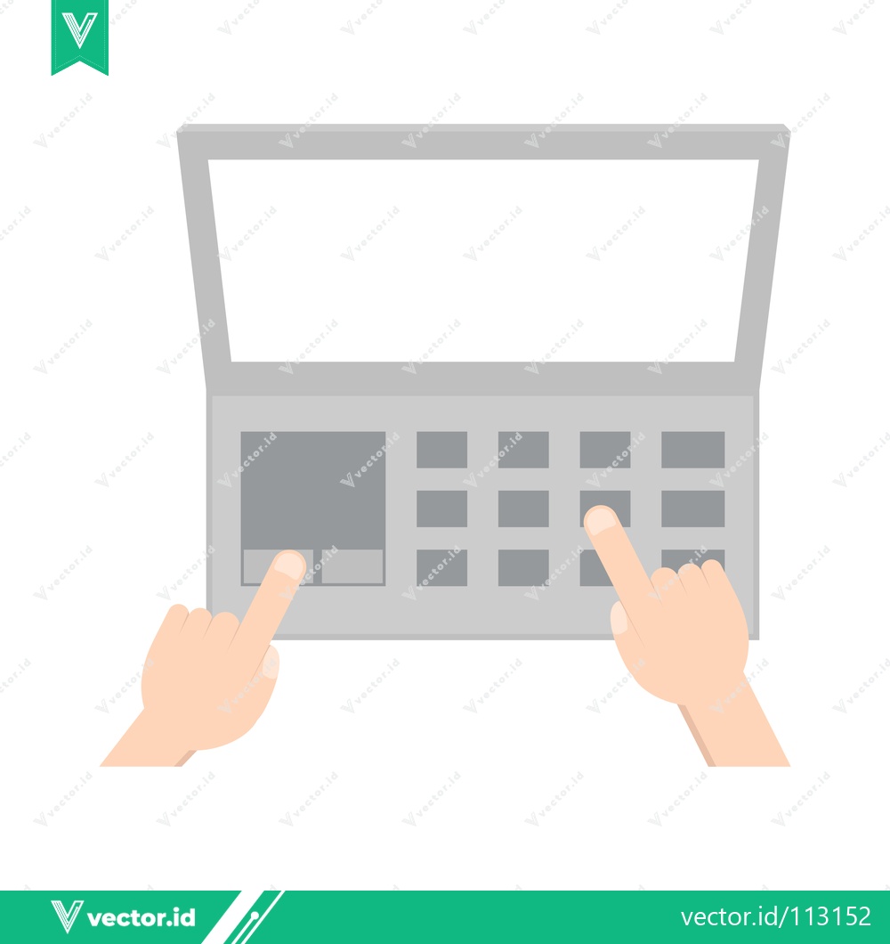 Premium Vector of Hands typing on a laptop keyboard close-up view