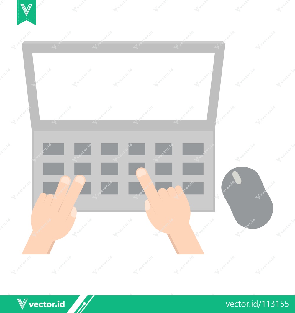 Premium Vector dari Hands typing on a laptop keyboard with a computer mouse nearby
