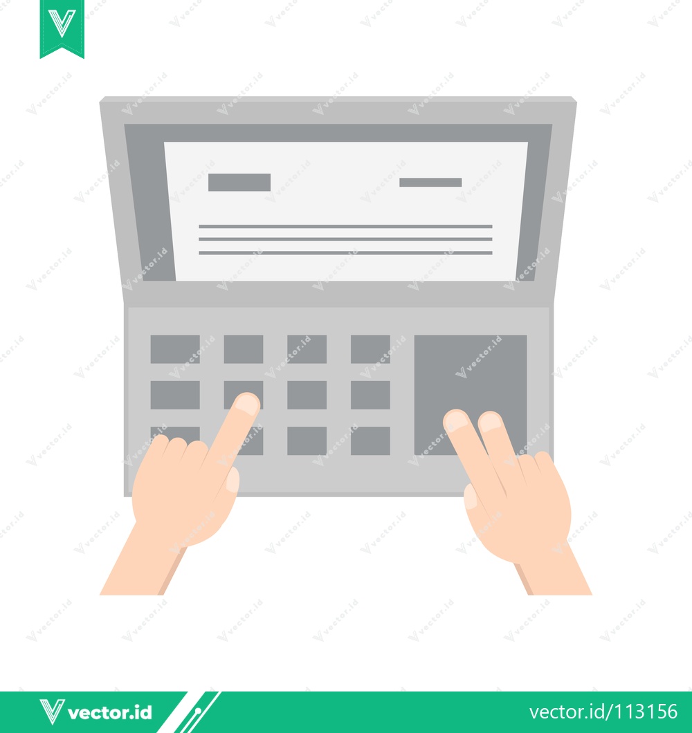 Premium Vector dari Hands Typing on a Laptop Keyboard with Document on Screen