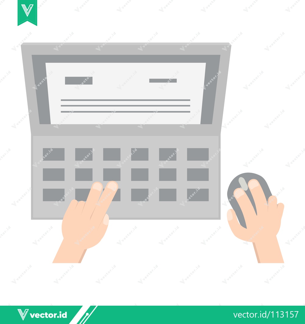 Premium Vector of Top View of Hands Typing on Laptop and Using Computer Mouse