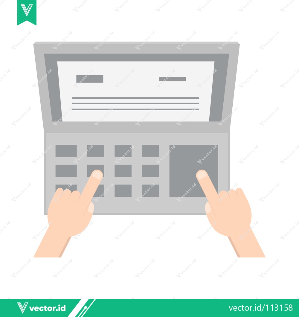 Premium Vector dari Hands Typing on a Scanner Keyboard with Document